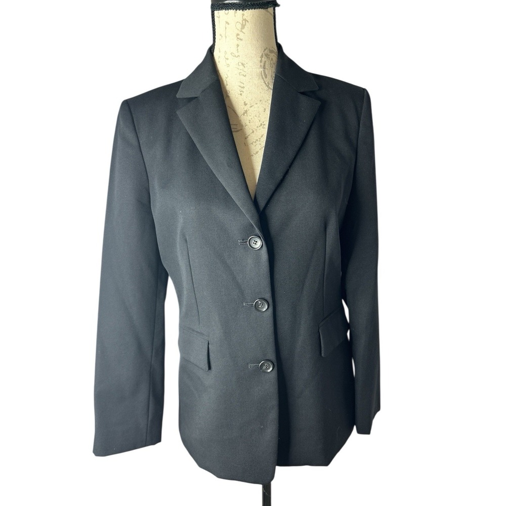 J. Crew Blazer Women's Size 8 Black 100% Wool 3 Button Fitted Jacket